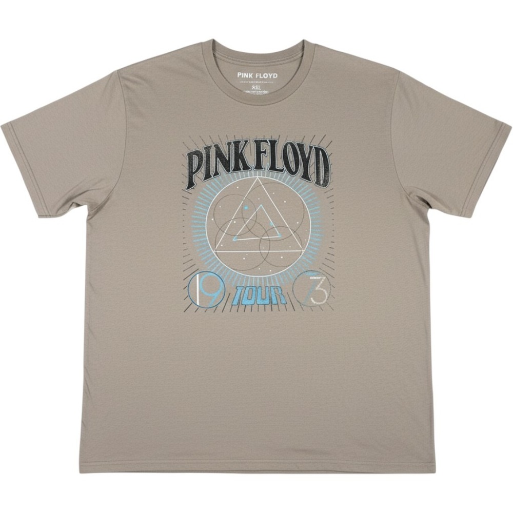 Pink Floyd 1973 Tour Graphic T-Shirt XXL Tan Brown Short Sleeve Rock Band Tee